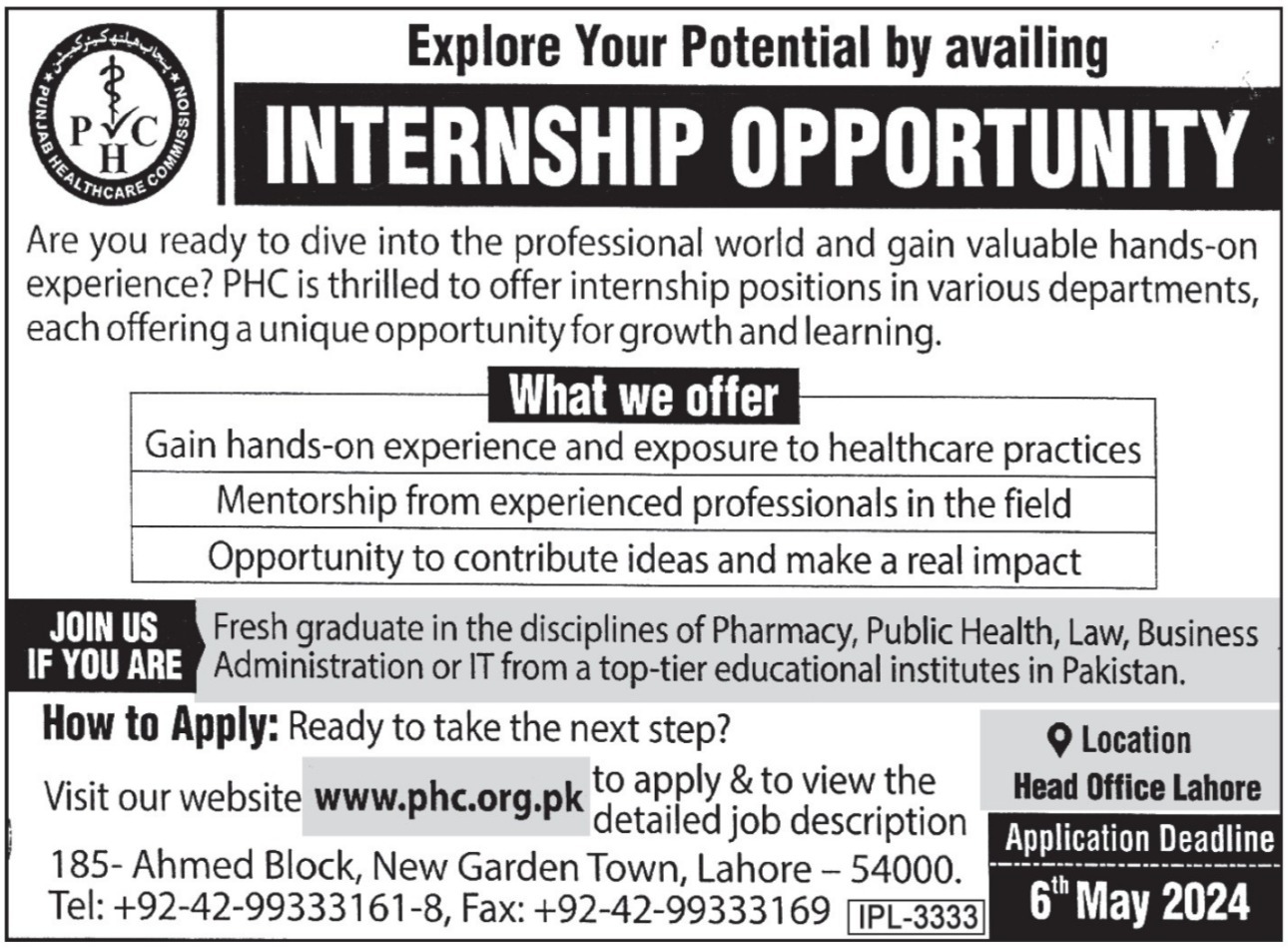 Punjab Healthcare Internship 2024