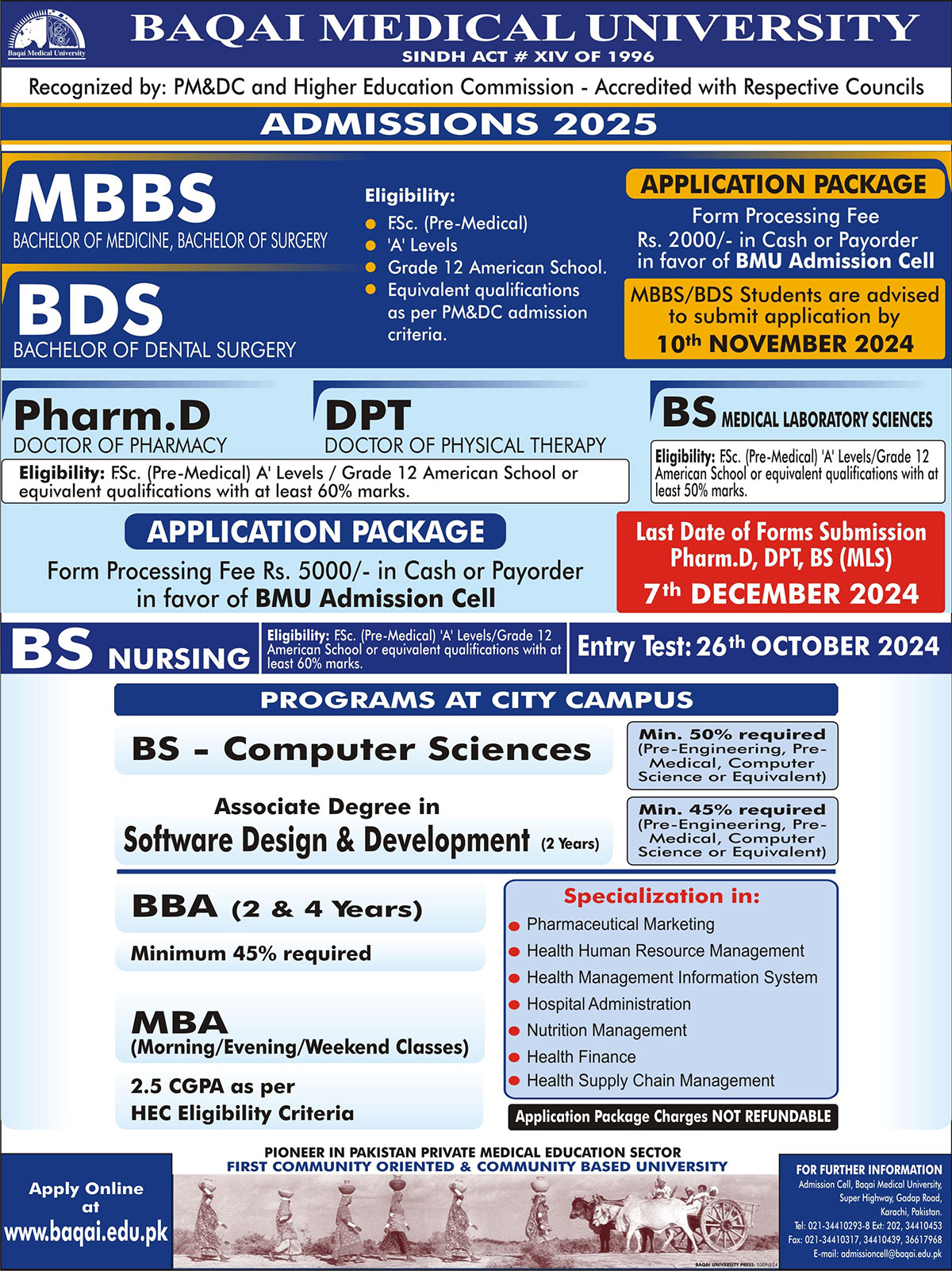 Baqai Medical University Karachi Admission 2025