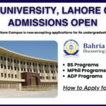 Bahria University, Lahore Campus Admissions Open