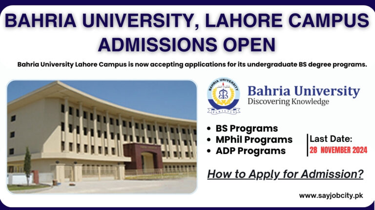 Bahria University, Lahore Campus Admissions Open