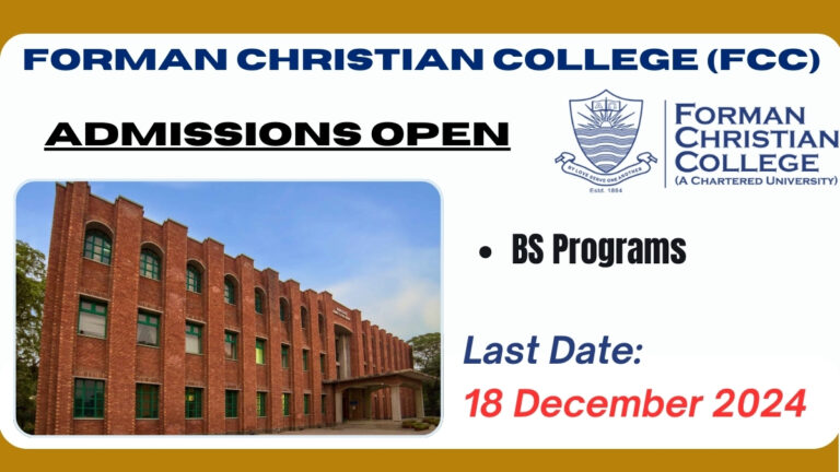 Forman Christian College (FCC), Lahore Admissions Open